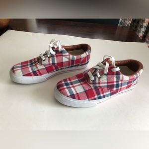 Ralph Lauren Sneakers - Women’s ‘Veeta’ Red/White/Blue, Plaid Sneakers. Size 8.5
